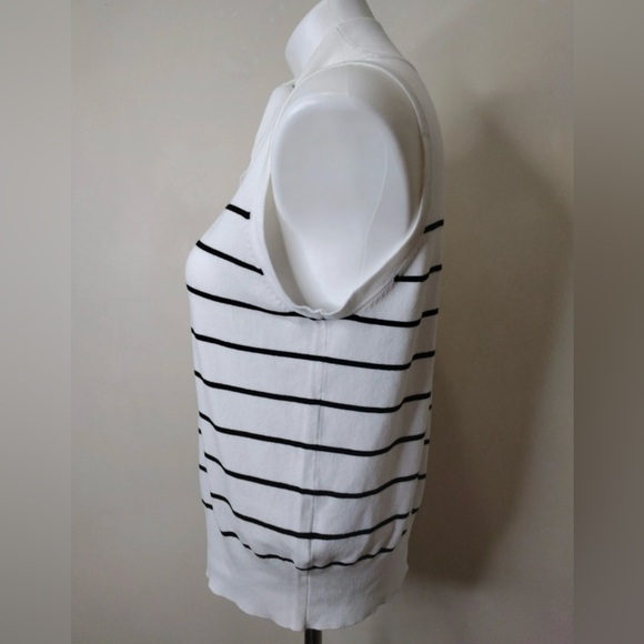 Laundry by Shelli Segal Striped Sleeveless Tie Neck Sweater Top Medium - Picture 4 of 12
